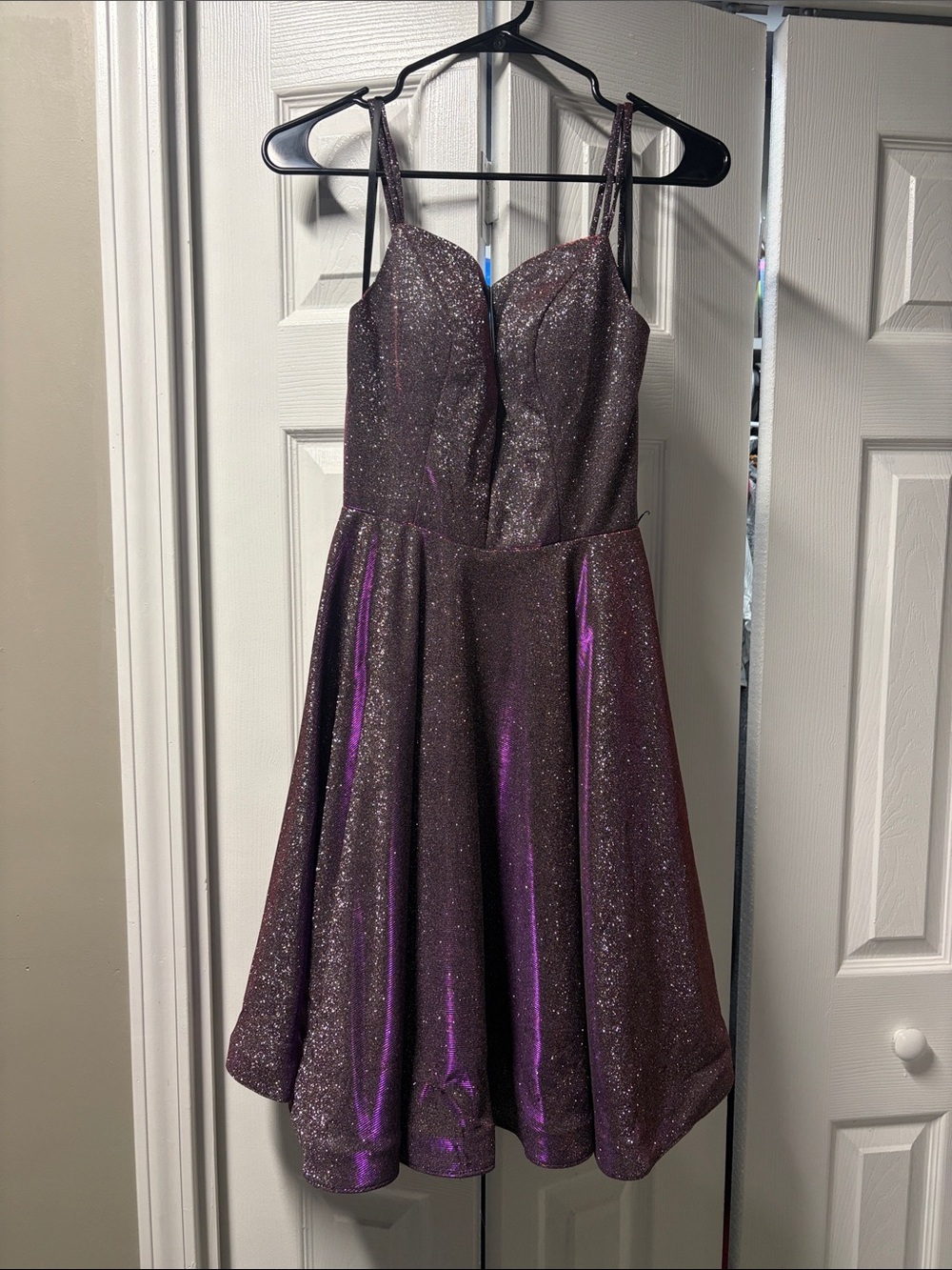 Girls Sparkle Purple Party Dress with Straps
